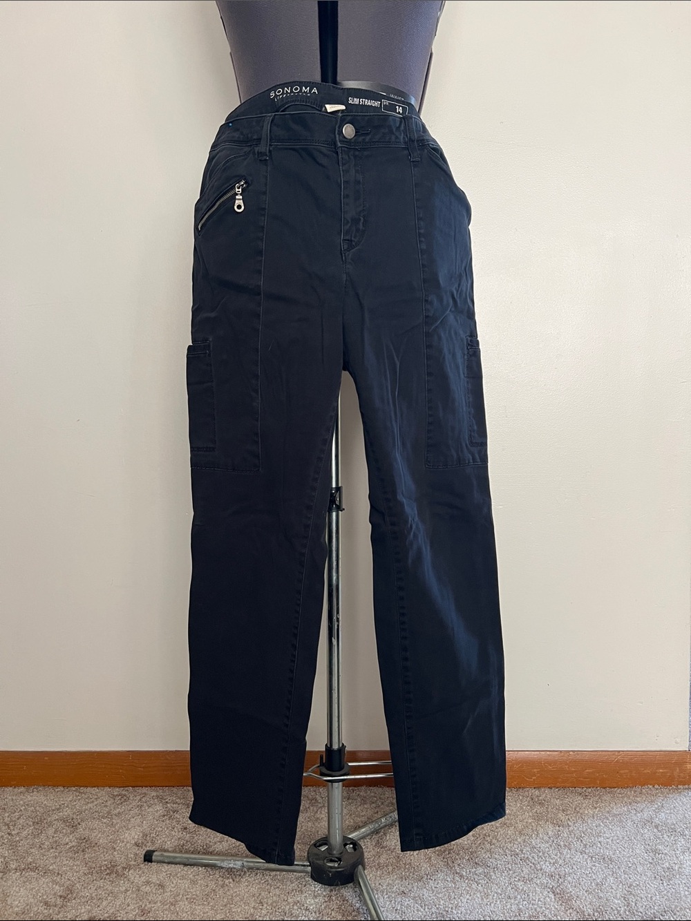 Sonoma Black Straight Utility Cargo Pants